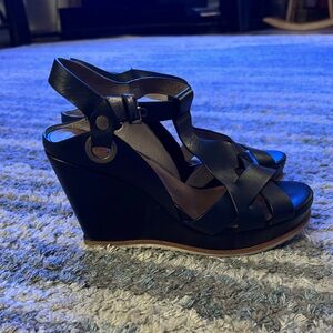 Biala leather cuir black heels, size 6.5